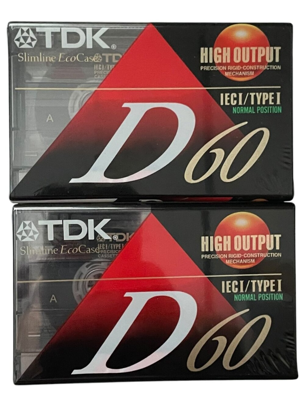 TDK D60 Slimline EcoCase High Output Type I Normal Position Cassette Tape 2-Pack